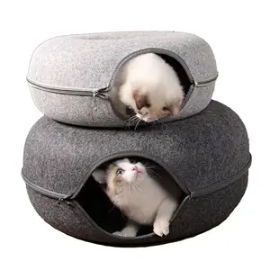 Tunnel Cat Nest Peekaboo Cat Cave 60*28cm Donut Cat Bed