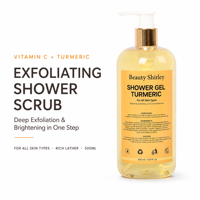 Gel Douche Éclaircissant en Gros à la Curcuma, Vitamine C et Niacinamide – Formule Exfoliante pour Tous Types de Peau – Bain Quotidien