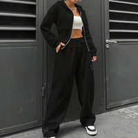 Ensemble de survêtement 2 pièces pour femme : sweat à capuche zippé court effet brume et pantalon de jogging décontracté, personnalisable avec logo, nouveau style, haute qualité
