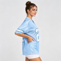 Maillot de football personnalisé pour femmes, col en V, manches courtes, t-shirt surdimensionné, logo personnalisé, nom et numéro pour les matchs d'équipe