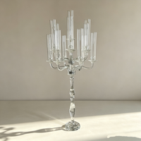 Candélabre en cristal transparent à 13 bras, grand modèle, de haute qualité, style européen de luxe, pour centre de table de mariage et banquet, servant également de porte-bougies, lanternes et pots décoratifs.