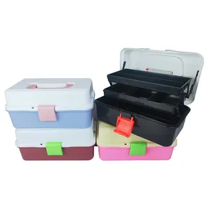 Tool Box Organizer and Storage Plastic Toolbox with Tray & Divider 3-Layer Multi-Function Portable for Home Office Car Trunk