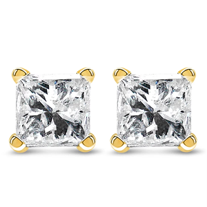 Pendientes de Moissanita de Corte Princesa de 1.8 CT de Primera Calidad, Diseño Cuadrado Chapado en Oro, Joyería de Moda Unisex - Product Image 3