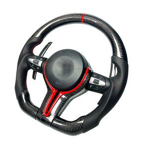Volant en cuir perforé en fibre de carbone avec décoration rouge pour M3 F06 F20 F30 F25 F30 F36 F15 E90, de l'ancien au nouveau modèle - Product Image 2