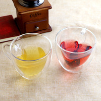 150ml Tasses à café esthétiques Tasse en verre à double paroi Tasses à thé Verres à liqueur Tasses en forme de coeur avec poignée