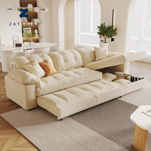 Zayshine - Juego de Sofás Modernos de Terciopelo <span class=keywords><strong>Blanco</strong></span> para Sala de Estar, 3 Plazas, en Forma de L, Modular, para Apartamento o Villa, Esquinero, Ajustable, con Almacenamiento, Sofá <span class=keywords><strong>Cama</strong></span> - Product Image 1
