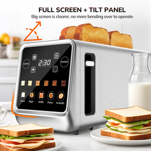 1400W Elektrikli Dijital Renkli Dokunmatik Ekranlı 4 Dilimli Tost Makinesi Hızlı Isınan Paslanmaz Çelik Ekstra Uzun Yuvalı Akıllı Tost Makinesi - Product Image 5