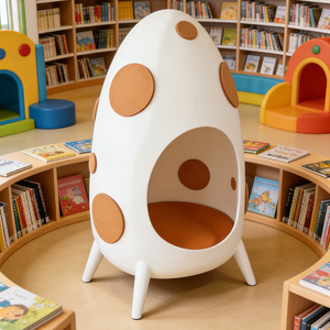 Fauteuil coquille d'œuf moderne pour coin lecture enfant, pod sensoriel intérieur pour enfants, mobilier de bibliothèque pour maternelle et école maternelle - Product Image 5