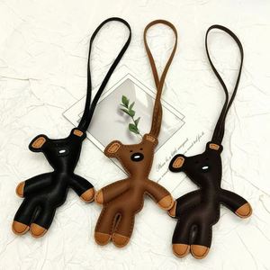 Hot Selling Cute Bear Keychain Creative Cartoon Leather Pendant for <b>Backpacks</b> Bags Car Keys Adorable Gift Decoration - Product Image 1