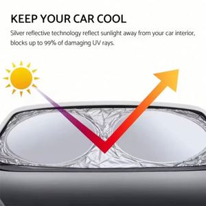 Meilleur pare-soleil pliable personnalisé pour pare-brise avant en polyester anti-UV avec logo, double cercle, pour voiture, pas cher - Product Image 2