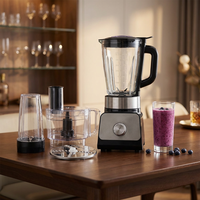 Mixeur Commercial Robuste 3-en-1 de 1500 ml pour Cuisine, Mixeur à Smoothies et Extracteur de Jus, Robot Culinaire 11-en-1 pour Magasin