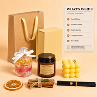 Coffret Cadeau d'Aromathérapie Kaki en Gros avec Diffuseur à Bâtonnets et Bougies Parfumées pour Cadeaux d'Entreprise