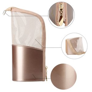 Pochette à pinceaux de maquillage en plastique avec fermeture éclair, résistante à l'eau, pliable, portable, organiseur de cosmétiques, étui de voyage personnalisé - Product Image 3