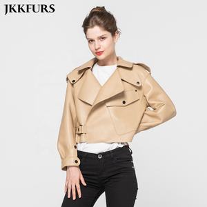 Nouvelle arrivée, veste bomber en cuir véritable pour femmes, tendance motard - Product Image 6