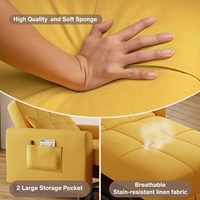 Chaise de canapé de loisirs personnalisée canapé-lit jaune canapé-chaise avec oreiller de dossier réglable capacité de charge maximale de 330 lb