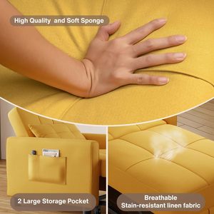 Poltrona Letto Personalizzata <span class=keywords><strong>Gialla</strong></span> con Schienale Regolabile e Cuscino, Capacità Massima di Carico di 150 Kg - Product Image 4