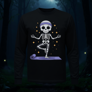 Camiseta de manga larga Skeleton Yoga Halloween Meditation - Product Image 3