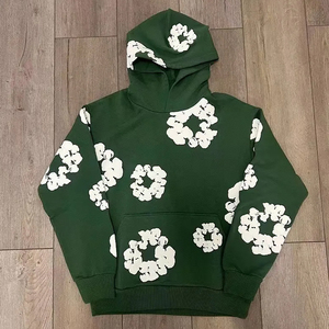 Sudadera con capucha y cremallera de alta calidad, moderna, con estampado lavado y bolsillos, personalizada, de algodón terry. - Product Image 4