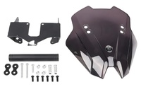 TECO Nouveau Pare-brise Universel Noir pour Moto en Acier Inoxydable 3,0 mm d'Épaisseur pour Kawasaki Z650 ER650 2017-2019 Téléphone Portable GPS