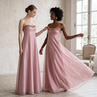 Robe longue éco-responsable de style marque de luxe, tissée unie, taille naturelle, coupe trapèze, haut de gamme, en stock, modeste et unie