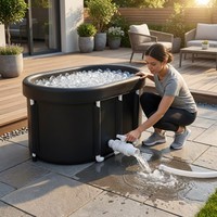 Baignoire gonflable ovale de luxe en PVC XL pour thérapie par immersion froide, piscine de récupération pour 1-2 personnes, bain de glace portable, spa à domicile avec valve de vidange