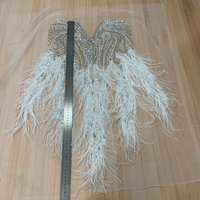 Robe de luxe 3D ornée de diamants pour mariage, spectacle de danse, avec plumes d'autruche, strass cousus main et accessoires en verre