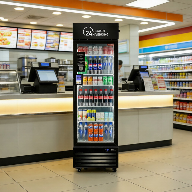 HAHA Vending 360 Smart AI Food Vending Machine Compressor Cooling Remote Monitoring US Local Stock Cashless Payment Credit Card