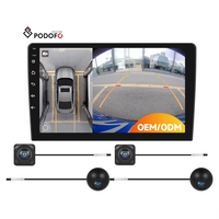 Podofo 360 Caméra Panoramique 1080P Image Couleur 2D/3D Vue Gauche Droite Avant Arrière Caméras pour Autoradio Électronique Étanche