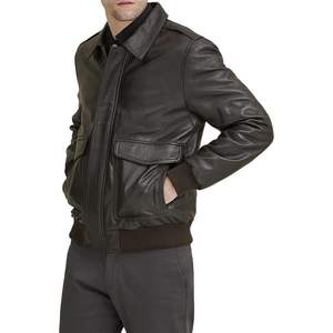 Chaqueta de Cuero Clásica A2 para Hombre, Estilo Aviador, con Cuello de Camisa, Resistente al Viento, Estilo Piloto, Motero, para Otoño - Product Image 5