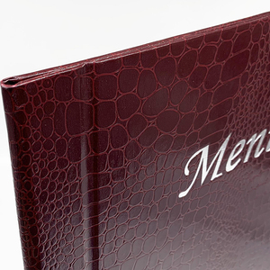 Couverture de menu en cuir personnalisée par le fabricant, porte-menu A5, menu de restaurant en cuir de crocodile personnalisé - Product Image 4