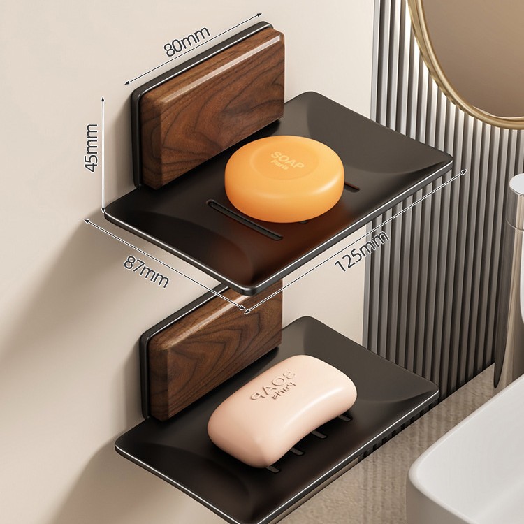 Walnut wood soap dishes [pack of 2]