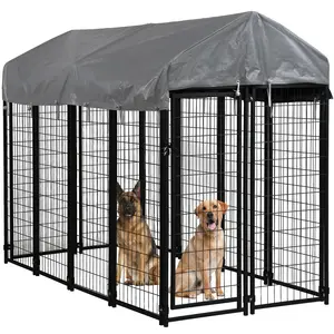 Recinto per cani resistente all'aperto di grandi dimensioni all'ingrosso 4.4FT gabbia per box per animali domestici durevole con copertura impermeabile