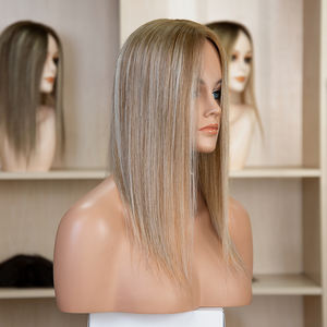 Ready to Ship 6*6 <b>Fishnet</b> Topper Natural Human Hair Topper for Women One Donor Cuticle Aligned Silk Top Base Russian Hair - Product Image 6