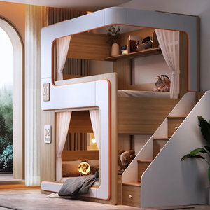 Mobiliario de Interior de Alta Calidad para Dormitorio Juego de Camas para Niños Literas de Princesa para Niñas <span class=keywords><strong>Litera</strong></span> Doble de Madera para Niños <span class=keywords><strong>con</strong></span> Tobogán - Product Image 1