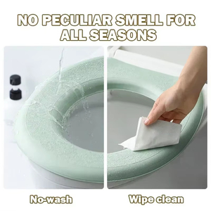 Funda de asiento de inodoro impermeable en forma de V al por mayor, lavable, con cojín de espuma, para baño y hogar - Product Image 3