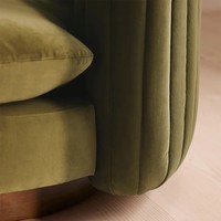 Fauteuil d'appoint contemporain en velours vert tendance avec structure en bois massif, fauteuil pivotant de luxe pour hôtel