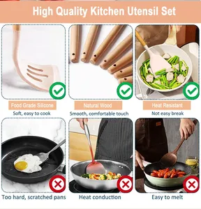 Dụng cụ nấu ăn nhà bếp Đồ dùng nhà bếp Dụng cụ nấu ăn bằng gỗ cho trẻ em Bộ dụng cụ nhà bếp Bộ dụng cụ nhà bếp bằng silicon - Product Image 3