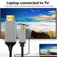 Câble Type-C HDTV 4K 30Hz de haute qualité avec gaine en PVC tressée pour projecteur, haut-parleur, téléphone portable, téléviseur, microphone, moniteur, 1,8 m