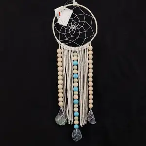 Custom Hand-woven Unique Dreamcatcher Macrame Wall Hanging Ornement With Colored Stone Wooden Beads