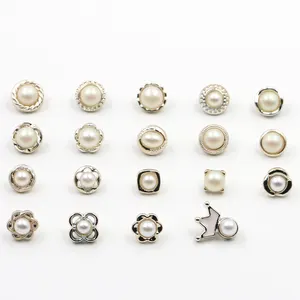 Deepeel-abrigo cortavientos CN019 de 10/11mm, decoración de ropa artesanal, botones de diamantes de imitación y perlas a la moda, botón cubierto de vástago de aleación