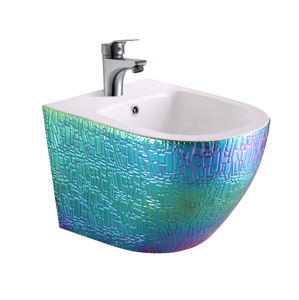 Inodoros suspendidos de cerámica Tornado sin borde, chapados en oro, con garantía de 10 años, electrochapados. - Product Image 1