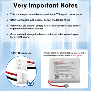 Аккумулятор Rapthor 7950 мАч (замена 300-10186) для панели управления ADT Command Smart Security, 3.6В / 3.7В / 4.2В, 29.42Втч - Product Image 4