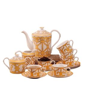 Ensemble de café et de thé en porcelaine fine de luxe européenne personnalisable, 15 pièces, promotionnel, pour cadeau - Product Image 5