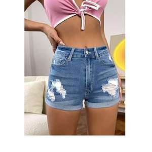 Shorts en jean respirants et ajustés pour femmes, à la mode, avec taille élastique – Shorts en jean décontractés extensibles pour l'été - Product Image 5
