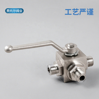 Vanne à bille hydraulique manuelle à haute pression à trois voies à deux positions en acier inoxydable et en acier au carbone CNJS OEM