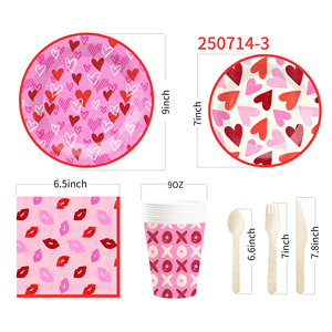 Juego de Vajilla para Fiesta de San Valentín DAMAI, Incluye Plato de Papel, Vaso de Papel y Servilleta para Decoraciones de San Valentín - Product Image 6