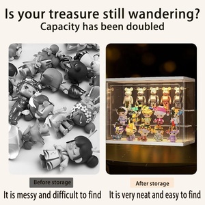 LED Acrylic Display Case Cordless Power Stacking Showcase Clear Stackable Dustproof Box with Magnetic Door for Action Figures - Product Image 4