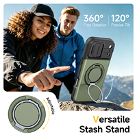 Magnetische autohouder camera cover 360 graden rotatie ring grip standaard verborgen kaarthouder portemonnee schokbestendige anti-val telefoonhoesje