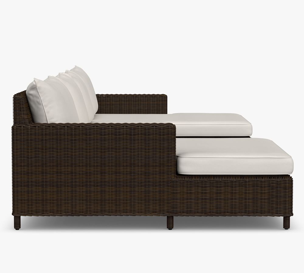 3-Piece Square Arm Loveseat Double Chaise Sofa Set outdoor wicker sofa rattan