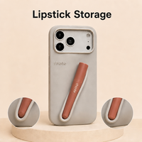 Ensemble de beauté portable avec étui pour téléphone, trousse à cosmétiques, rouge à lèvres, brillant à lèvres et sangle de poignet, accessoires de maquillage de voyage